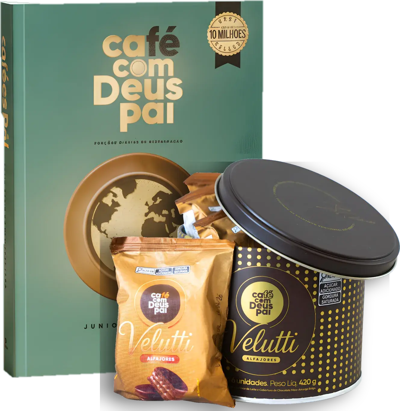 Alfajor e Livro Café com Deus Pai